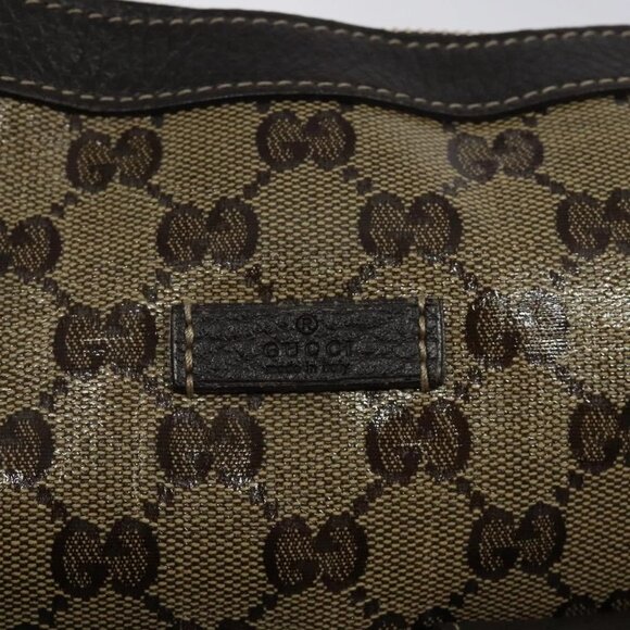 GUCCI GG Crystal Shoulder Bag Coated Canvas Outlet Brown Gold - Picture 11 of 15